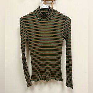 Vintage Green and Brown Striped Top